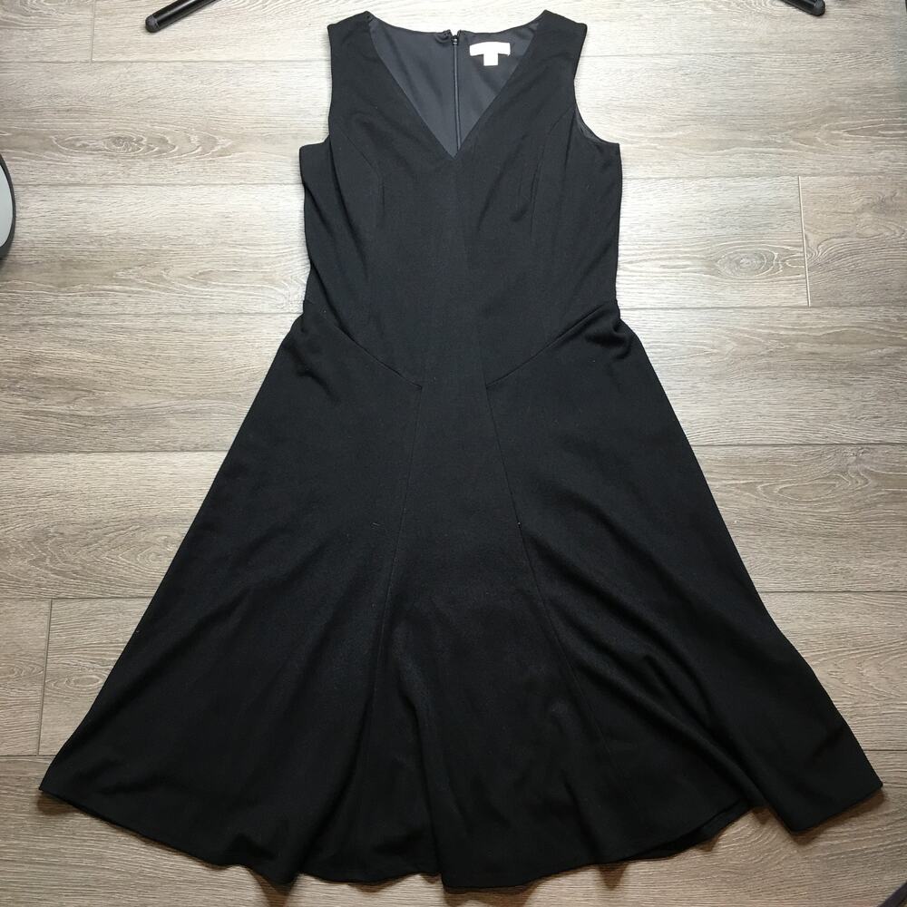 Coldwater Creek Dress A Line Midi Lined V Neck Sleeveless Little Black Size 10